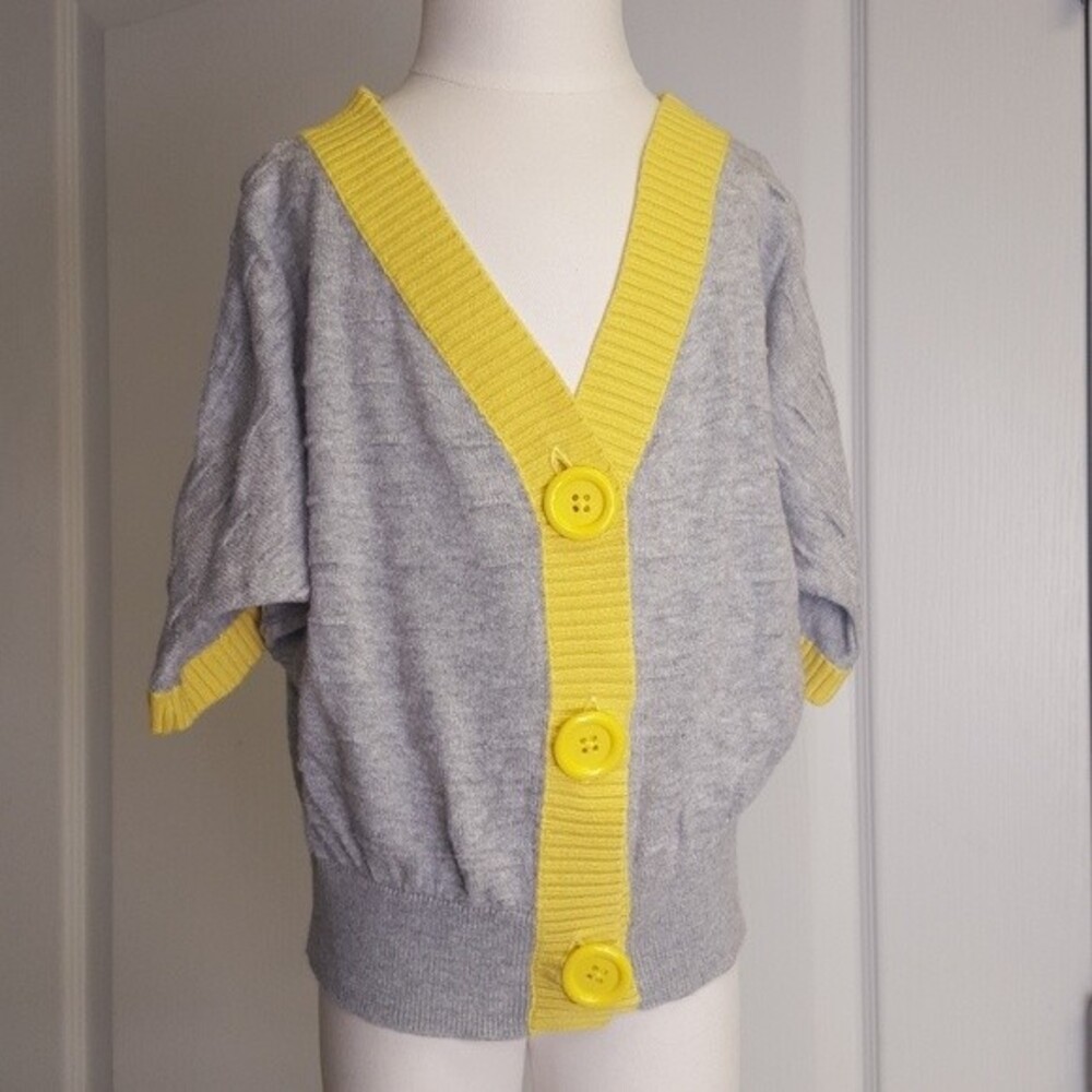 GapKids Gray Yellow Cardigan Sweater